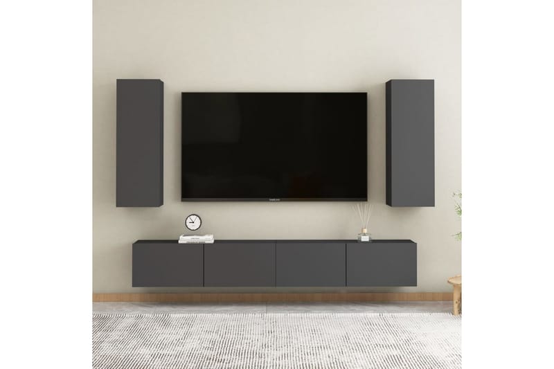 TV-skåp grå 30,5x30x90 cm spånskiva - Grå - Tv-bänkar