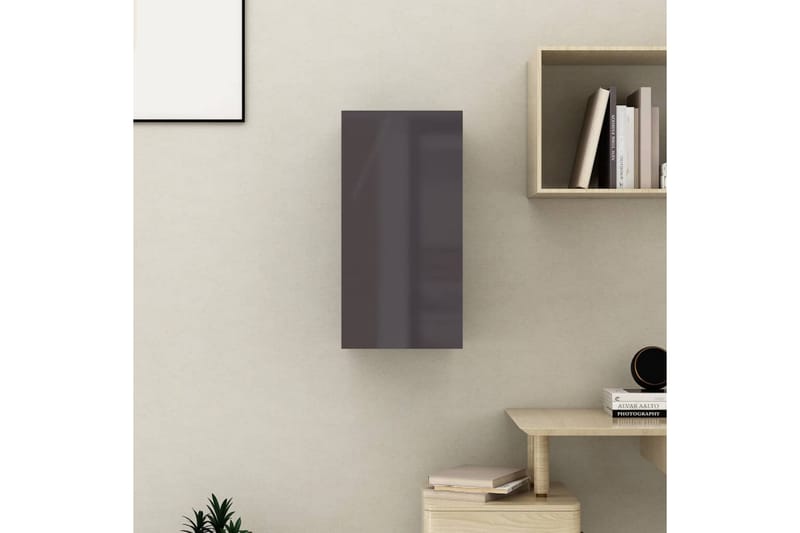 TV-skåp grå högglans 30,5x30x60 cm spånskiva - Grå - Tv-bänkar