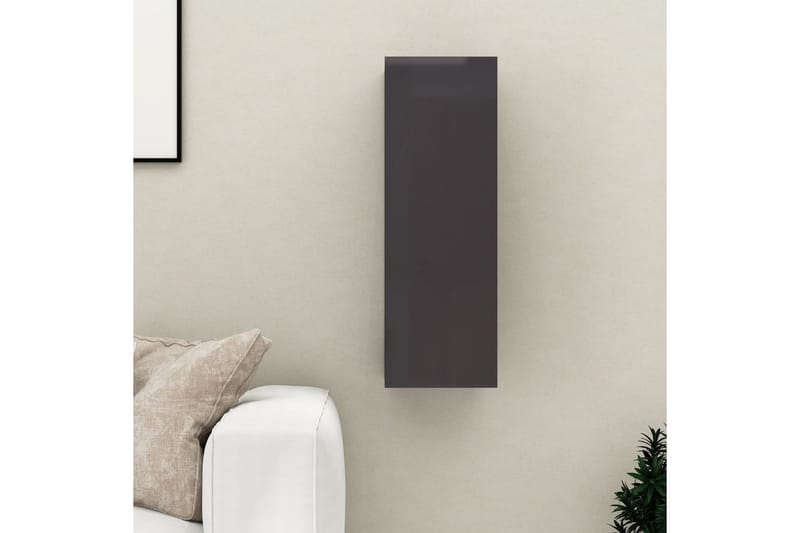 TV-skåp grå högglans 30,5x30x90 cm spånskiva - Grå - Tv-bänkar