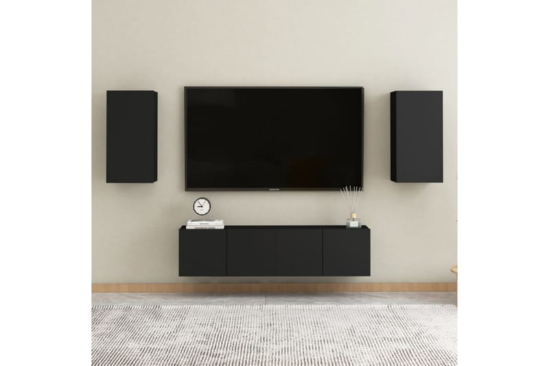 TV-skåp svart 30,5x30x60 cm spånskiva - Svart - Tv-bänkar
