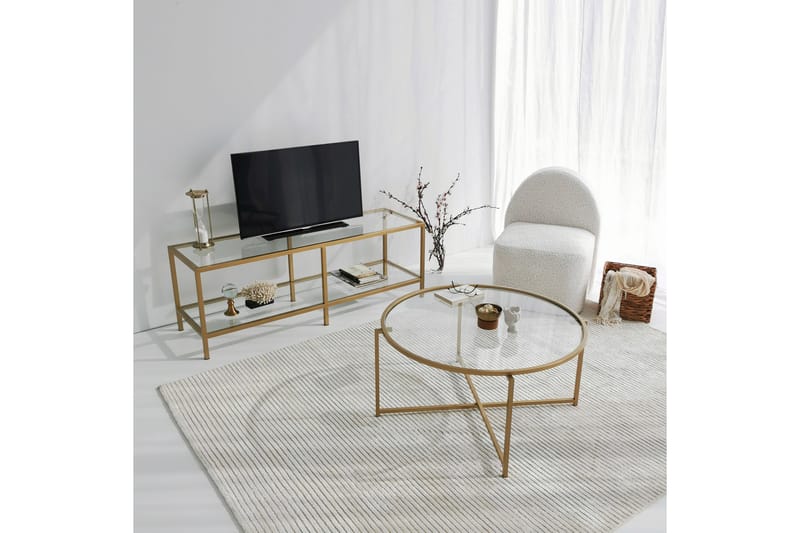 TYNDARIS Tv-bänk 130 cm Guld - Möbler - Vardagsrum - Tv-möbler & mediamöbler - Tv-bänkar