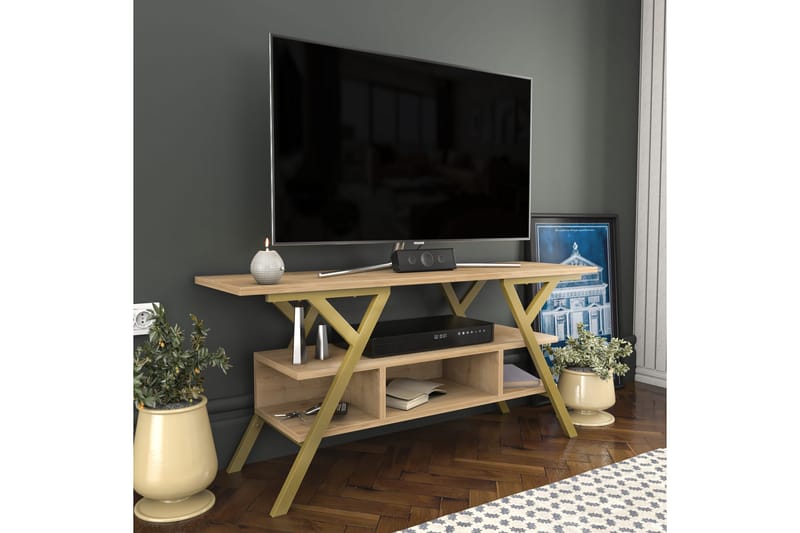 UKHAND Tv-bänk 120x55 cm Guld - Möbler - Vardagsrum - Tv-möbler & mediamöbler - Tv-bänkar