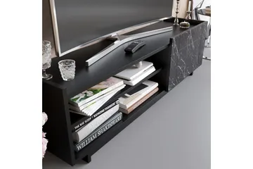 Ulica Tv-bänk 140 cm Dörr + 3 Hyllor - Svart - Möbler - Vardagsrum - Tv-möbler & mediamöbler - Tv-bänkar