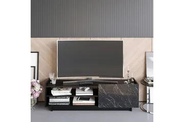 Ulica Tv-bänk 140 cm Dörr + 3 Hyllor - Svart - Möbler - Vardagsrum - Tv-möbler & mediamöbler - Tv-bänkar