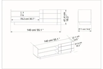 Ulica Tv-bänk 140 cm Dörr + 3 Hyllor - Vit - Möbler - Vardagsrum - Tv-möbler & mediamöbler - Tv-bänkar