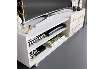 Ulica Tv-bänk 140 cm Dörr + 3 Hyllor - Vit - Möbler - Vardagsrum - Tv-möbler & mediamöbler - Tv-bänkar