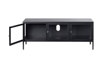 Umbri Golvstående Tv Bänk 132 cm med Förvaring i Metall och Glas - Svart - Möbler - Vardagsrum - Tv-möbler & mediamöbler - Tv-bänkar