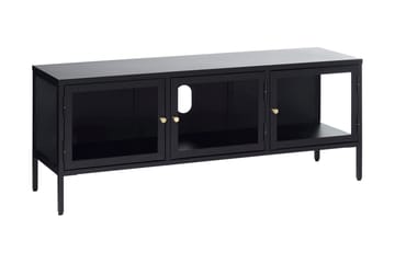 Umbri Golvstående Tv Bänk 132 cm med Förvaring i Metall och Glas - Svart - Möbler - Vardagsrum - Tv-möbler & mediamöbler - Tv-bänkar