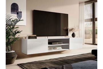 Vägghängd Tv Bänk 200 cm med Förvaring i Målat Trä - Vit - Möbler - Vardagsrum - Tv-möbler & mediamöbler - Tv-bänkar