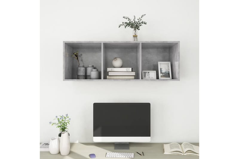Väggmonterad tv-bänk betonggrå 37x37x107 cm spånskiva - Grå - Möbler - Vardagsrum - Tv-möbler & mediamöbler - Tv-bänkar