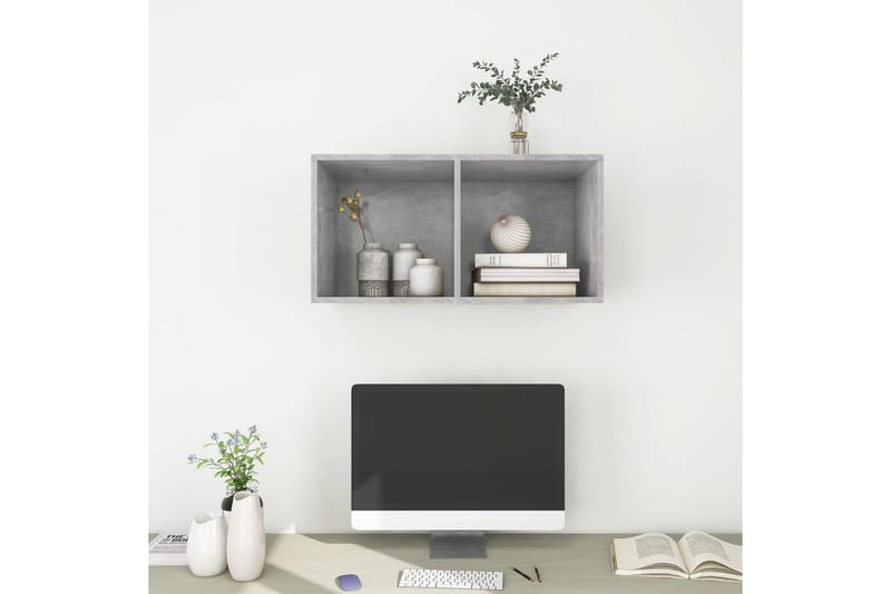 Väggmonterad tv-bänk betonggrå 37x37x72 cm spånskiva - Grå - Möbler - Vardagsrum - Tv-möbler & mediamöbler - Tv-bänkar