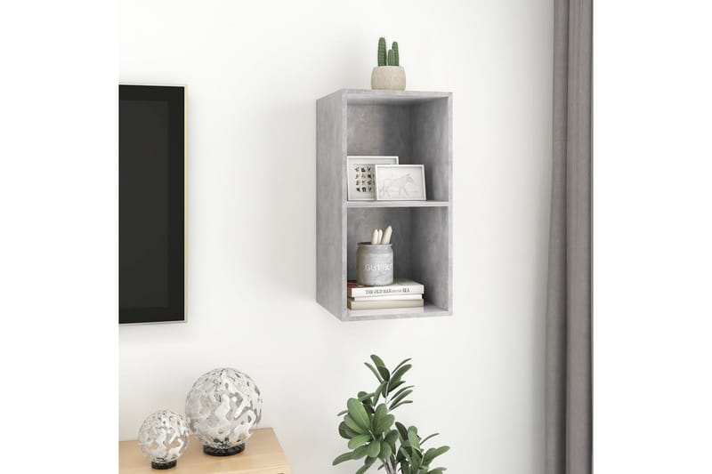 Väggmonterad tv-bänk betonggrå 37x37x72 cm spånskiva - Grå - Möbler - Vardagsrum - Tv-möbler & mediamöbler - Tv-bänkar