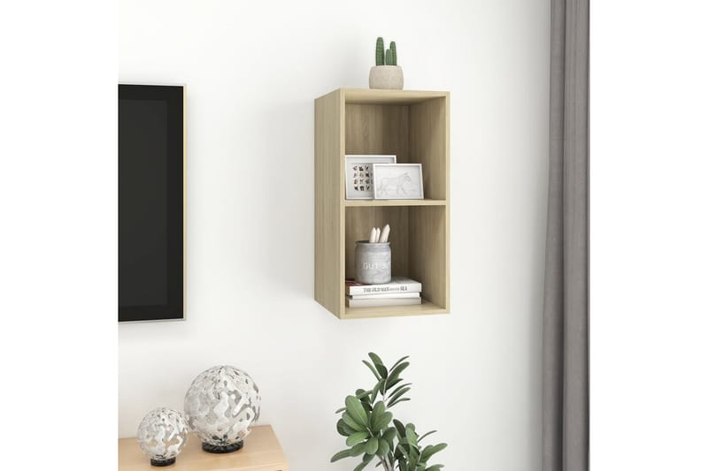 Väggmonterad tv-bänk somona-ek 37x37x72 cm spånskiva - Brun - Möbler - Vardagsrum - Tv-möbler & mediamöbler - Tv-bänkar