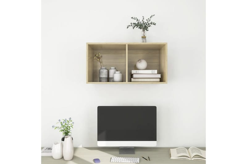 Väggmonterad tv-bänk somona-ek 37x37x72 cm spånskiva - Brun - Möbler - Vardagsrum - Tv-möbler & mediamöbler - Tv-bänkar