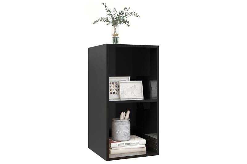 Väggmonterad tv-bänk svart högglans 37x37x72 cm spånskiva - Svart - Möbler - Vardagsrum - Tv-möbler & mediamöbler - Tv-bänkar