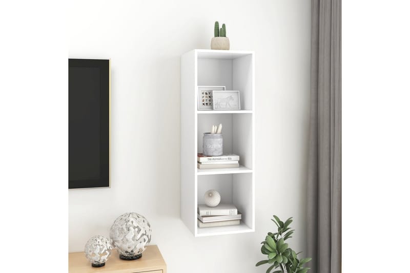 Väggmonterad tv-bänk vit 37x37x107 cm spånskiva - Vit - Möbler - Vardagsrum - Tv-möbler & mediamöbler - Tv-bänkar