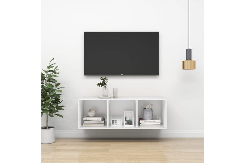 Väggmonterad tv-bänk vit 37x37x107 cm spånskiva - Vit - Möbler - Vardagsrum - Tv-möbler & mediamöbler - Tv-bänkar