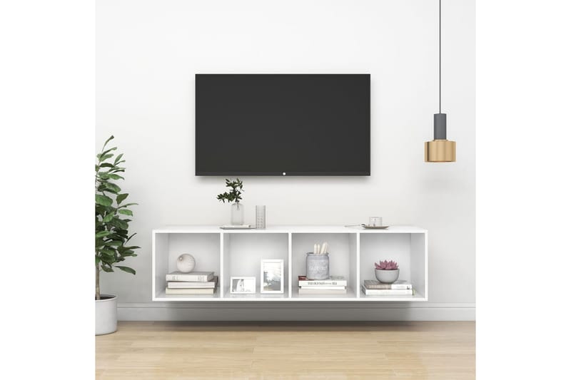 Väggmonterad tv-bänk vit 37x37x142,5 cm spånskiva - Vit - Möbler - Vardagsrum - Tv-möbler & mediamöbler - Tv-bänkar