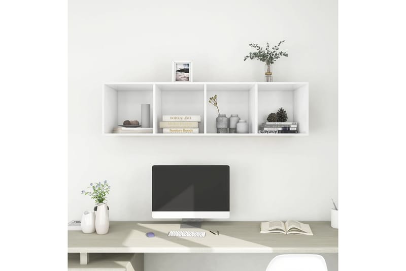Väggmonterad tv-bänk vit 37x37x142,5 cm spånskiva - Vit - Möbler - Vardagsrum - Tv-möbler & mediamöbler - Tv-bänkar