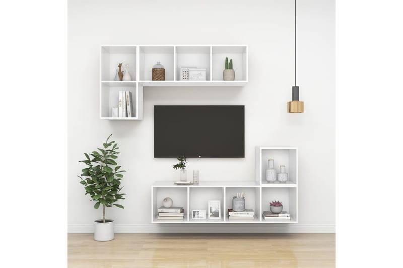 Väggmonterad tv-bänk vit 37x37x142,5 cm spånskiva - Vit - Möbler - Vardagsrum - Tv-möbler & mediamöbler - Tv-bänkar