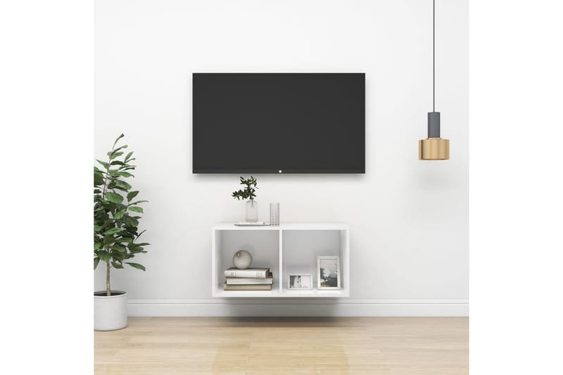 Väggmonterad tv-bänk vit 37x37x72 cm spånskiva - Vit - Möbler - Vardagsrum - Tv-möbler & mediamöbler - Tv-bänkar