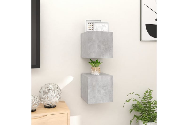 Väggmonterade tv-bänkar 2 st betonggrå 30,5x30x30 cm - Grå - Möbler - Vardagsrum - Tv-möbler & mediamöbler - Tv-bänkar
