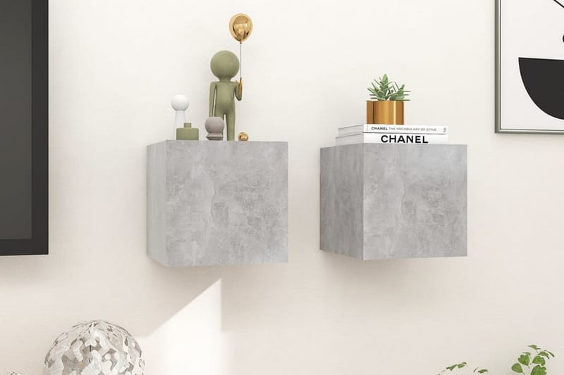 Väggmonterade tv-bänkar 2 st betonggrå 30,5x30x30 cm - Grå - Möbler - Vardagsrum - Tv-möbler & mediamöbler - Tv-bänkar