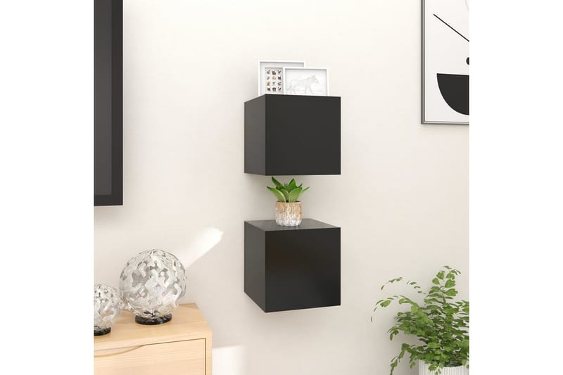 Väggmonterade tv-skåp 2 st svart 30,5x30x30 cm - Svart - Möbler - Vardagsrum - Tv-möbler & mediamöbler - Tv-bänkar