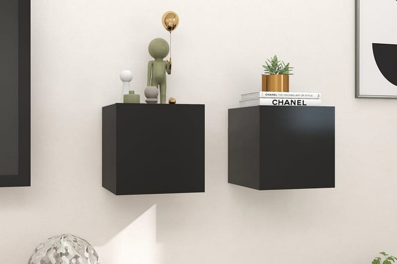 Väggmonterade tv-skåp 2 st svart 30,5x30x30 cm - Svart - Möbler - Vardagsrum - Tv-möbler & mediamöbler - Tv-bänkar