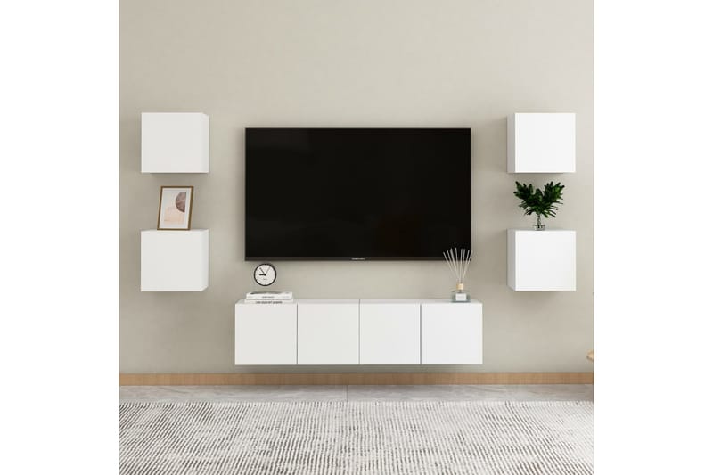 Väggmonterade tv-skåp 2 st vit 30,5x30x30 cm - Vit - Tv-bänkar