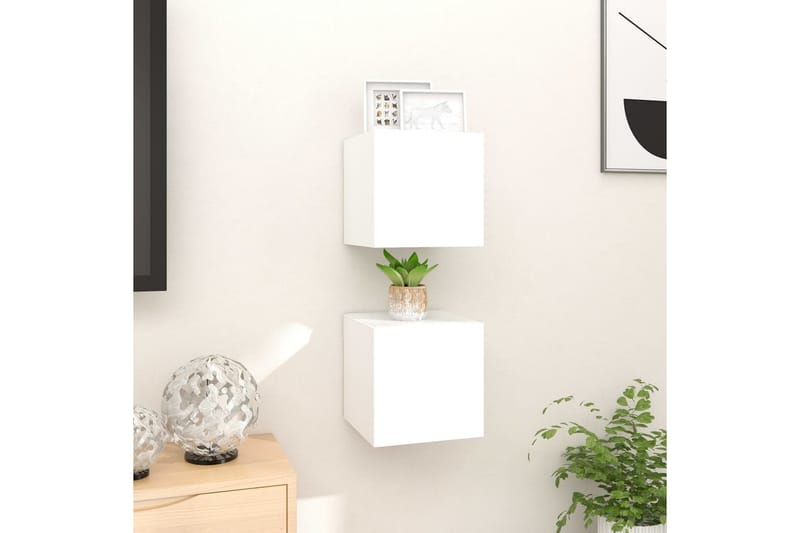Väggmonterade tv-skåp 2 st vit 30,5x30x30 cm - Vit - Möbler - Vardagsrum - Tv-möbler & mediamöbler - Tv-bänkar