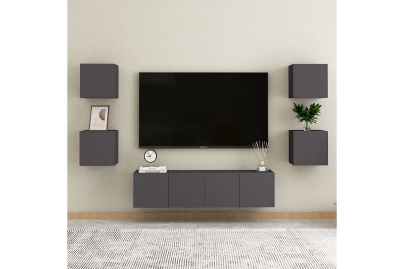 Väggmonterade tv-skåp 4 st grå 30,5x30x30 cm - Grå - Tv-bänkar