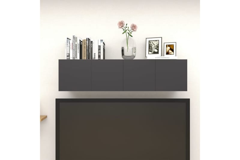Väggmonterade tv-skåp 4 st grå högglans 30,5x30x30 cm - Grå - Tv-bänkar