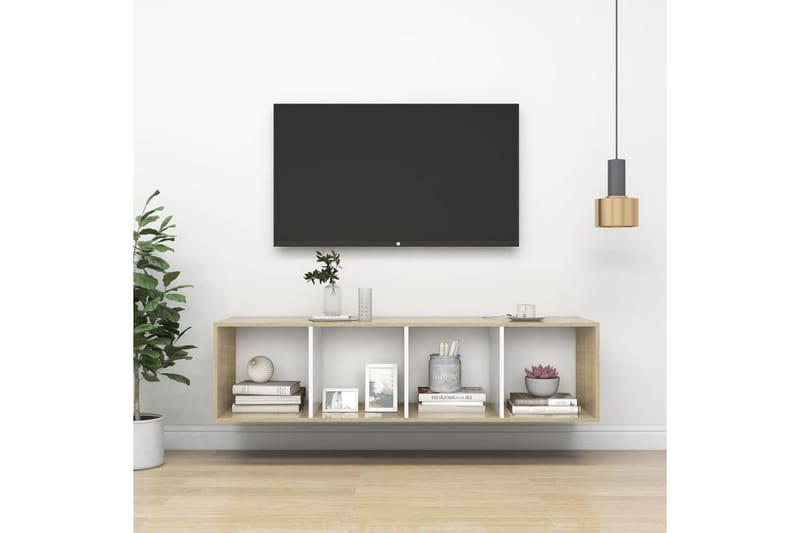 Väggmonterat tv-skåp somona-ek och vit 37x37x142,5 cm spånsk - Brun - Möbler - Vardagsrum - Tv-möbler & mediamöbler - Tv-bänkar