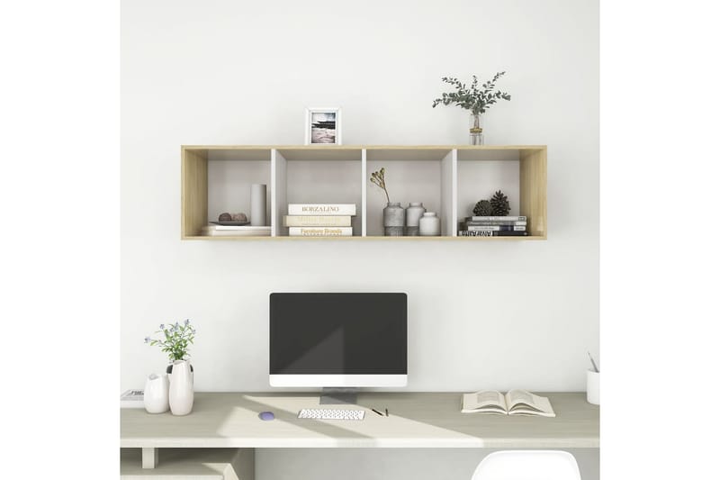 Väggmonterat tv-skåp somona-ek och vit 37x37x142,5 cm spånsk - Brun - Möbler - Vardagsrum - Tv-möbler & mediamöbler - Tv-bänkar