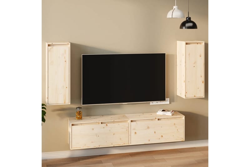 Väggskåp 2 st 30x30x80 cm massiv furu - Brun - Möbler - Vardagsrum - Tv-möbler & mediamöbler - Tv-bänkar