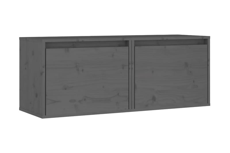 Väggskåp 2 st 45x30x35 cm massiv furu grå - Grå - Tv-bänkar