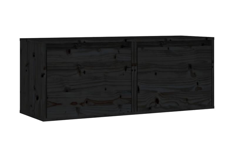 Väggskåp 2 st 45x30x35 cm massiv furu svart - Svart - Tv-bänkar