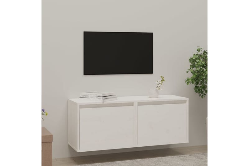 Väggskåp 2 st 45x30x35 cm massiv furu vit - Vit - Tv-bänkar