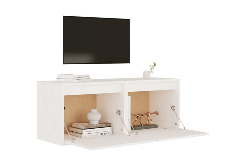 Väggskåp 2 st 45x30x35 cm massiv furu vit - Vit - Tv-bänkar