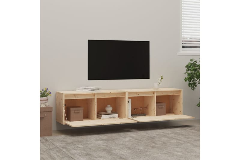 Väggskåp 2 st 80x30x35 cm massiv furu - Brun - Möbler - Vardagsrum - Tv-möbler & mediamöbler - Tv-bänkar