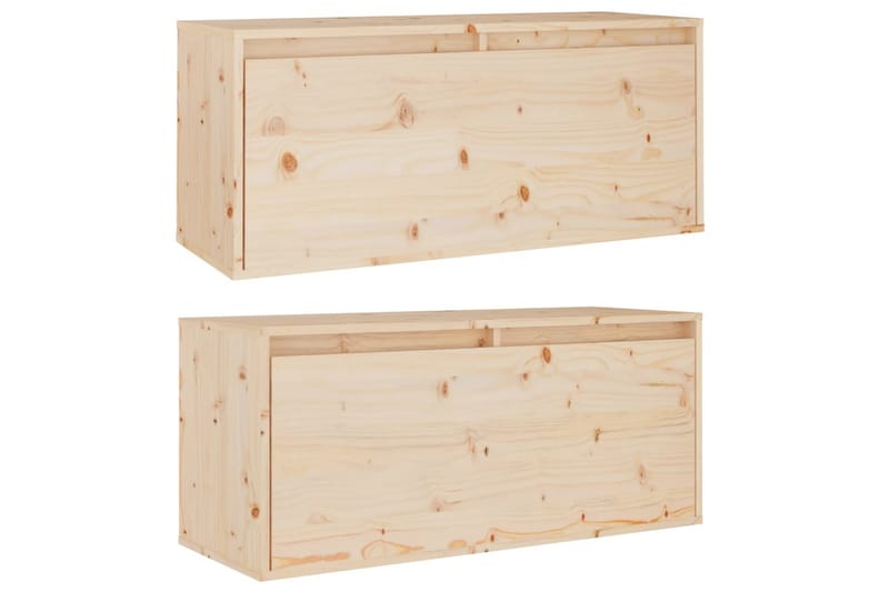 Väggskåp 2 st 80x30x35 cm massiv furu - Brun - Möbler - Vardagsrum - Tv-möbler & mediamöbler - Tv-bänkar