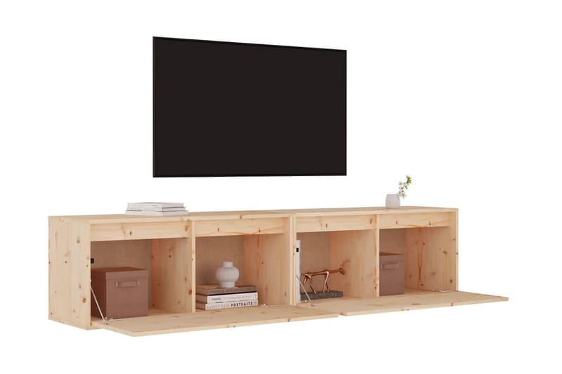 Väggskåp 2 st 80x30x35 cm massiv furu - Brun - Möbler - Vardagsrum - Tv-möbler & mediamöbler - Tv-bänkar