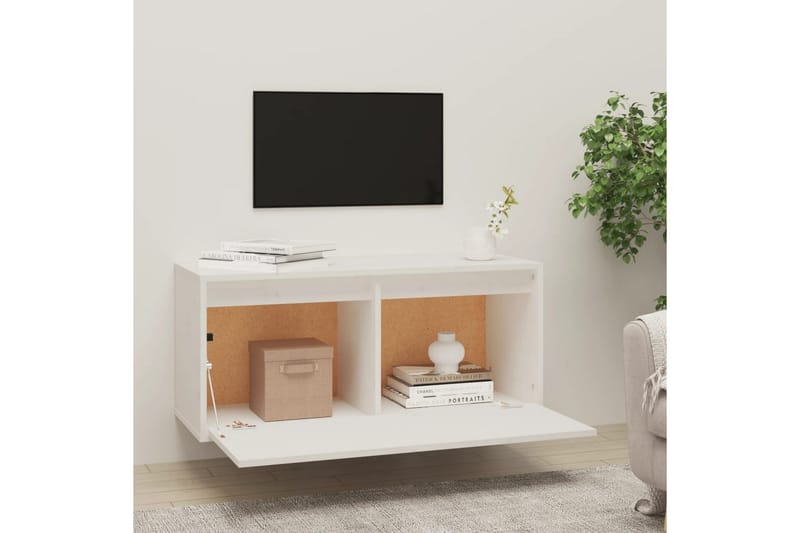 Väggskåp vit 80x30x35 cm massiv furu - Vit - Tv-bänkar