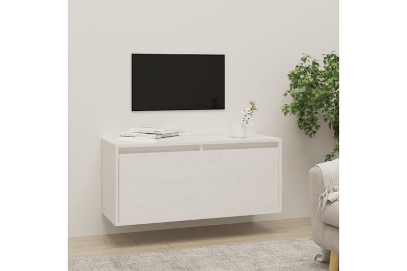 Väggskåp vit 80x30x35 cm massiv furu - Vit - Tv-bänkar