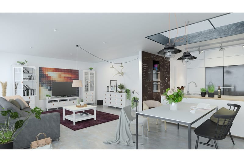 Vallvidera Tv-bänk 151 cm - Vit/Natur - Möbler - Vardagsrum - Tv-möbler & mediamöbler - Tv-bänkar