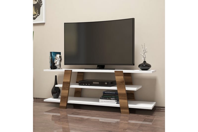 VARRED TV-Bänk 120 cm Brun/Vit - Möbler - Vardagsrum - Tv-möbler & mediamöbler - Tv-bänkar