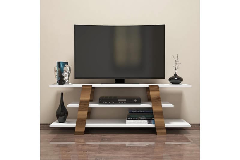 VARRED TV-Bänk 120 cm Brun/Vit - Möbler - Vardagsrum - Tv-möbler & mediamöbler - Tv-bänkar