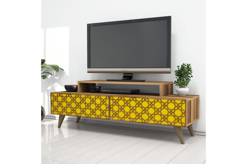 VARRED TV-Bänk 140 cm Brun/Gul - Möbler - Vardagsrum - Tv-möbler & mediamöbler - Tv-bänkar