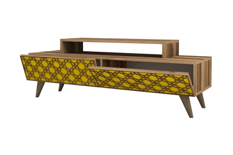 VARRED TV-Bänk 140 cm Brun/Gul - Möbler - Vardagsrum - Tv-möbler & mediamöbler - Tv-bänkar